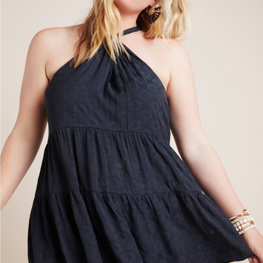 Anthropologie Lavinia Halter Blouse Black plus size